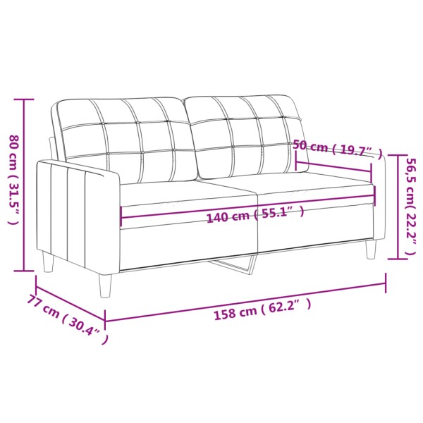 Sofá de 2 plazas de cuero sintético color crema 140 cm