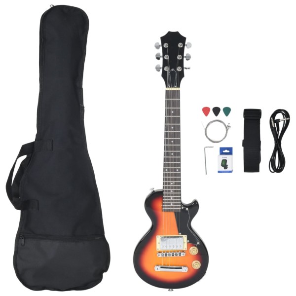 Guitarra eléctrica para niños con funda marrón y negro 3/4 30"