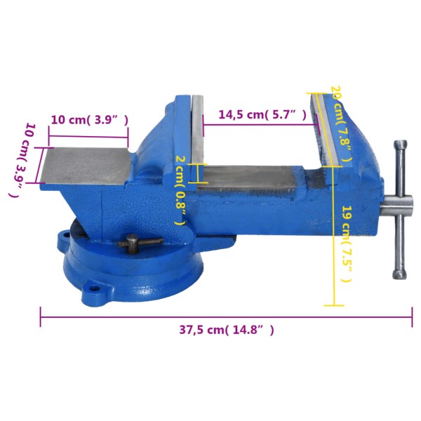 Tornillo de banco hierro fundido azul 200 mm