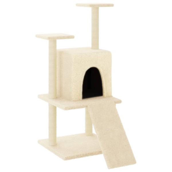 Rascador para gatos con postes de sisal color crema 110 cm