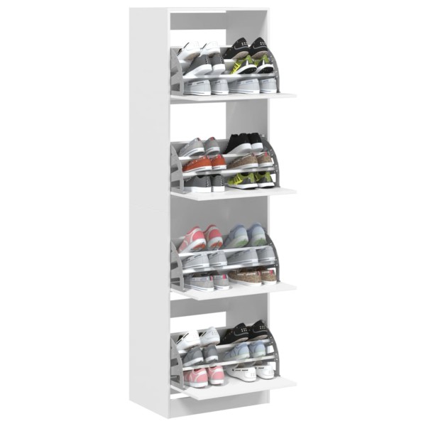 Mueble zapatero con 4 cajones abatibles blanco 60x42x204 cm