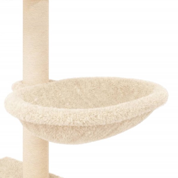 Rascador para gatos con postes de sisal color crema 117 cm