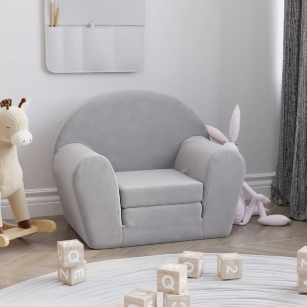 Sofá cama infantil felpa suave gris claro