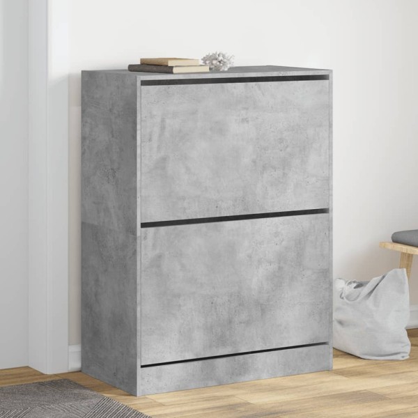 Mueble zapatero 2 cajones abatibles gris hormigón 80x42x108 cm