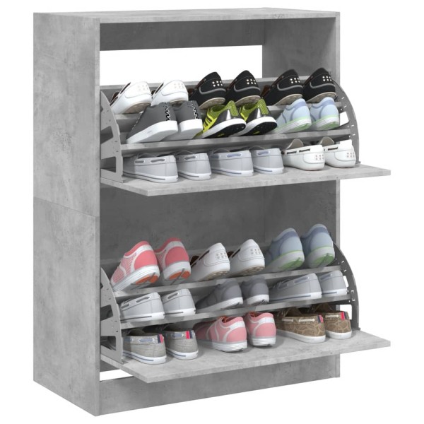 Mueble zapatero 2 cajones abatibles gris hormigón 80x42x108 cm