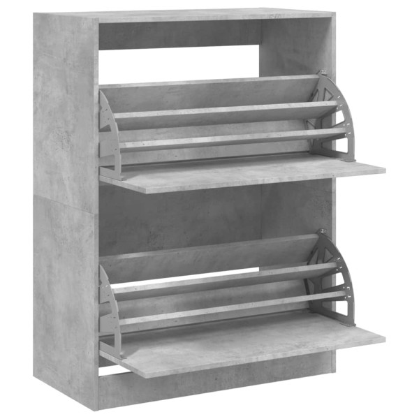 Mueble zapatero 2 cajones abatibles gris hormigón 80x42x108 cm