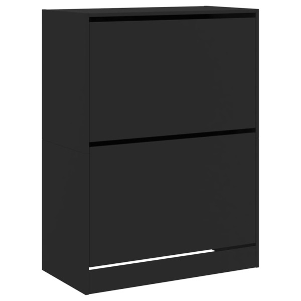 Mueble zapatero con 2 cajones abatibles negro 80x42x108 cm