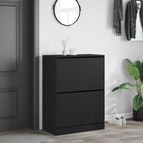 Mueble zapatero con 2 cajones abatibles negro 80x42x108 cm