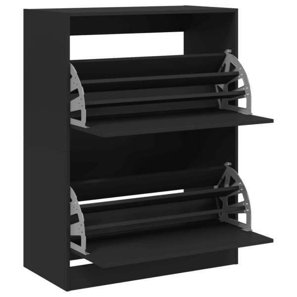 Mueble zapatero con 2 cajones abatibles negro 80x42x108 cm