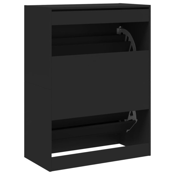 Mueble zapatero con 2 cajones abatibles negro 80x42x108 cm