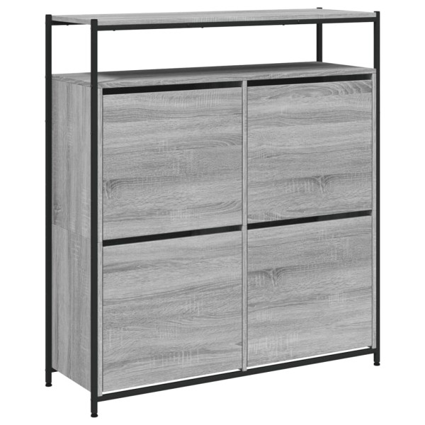 Mueble zapatero 4 cajones abatibles gris Sonoma 100x34x112 cm