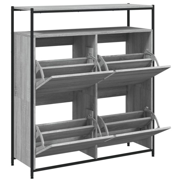 Mueble zapatero 4 cajones abatibles gris Sonoma 100x34x112 cm