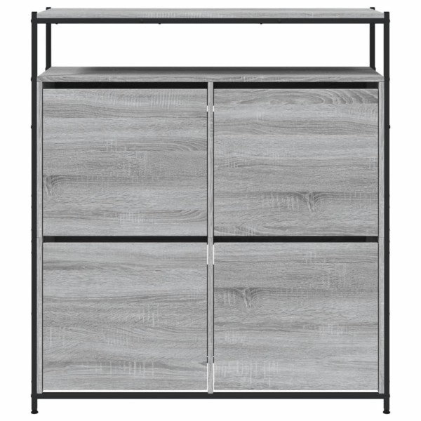 Mueble zapatero 4 cajones abatibles gris Sonoma 100x34x112 cm