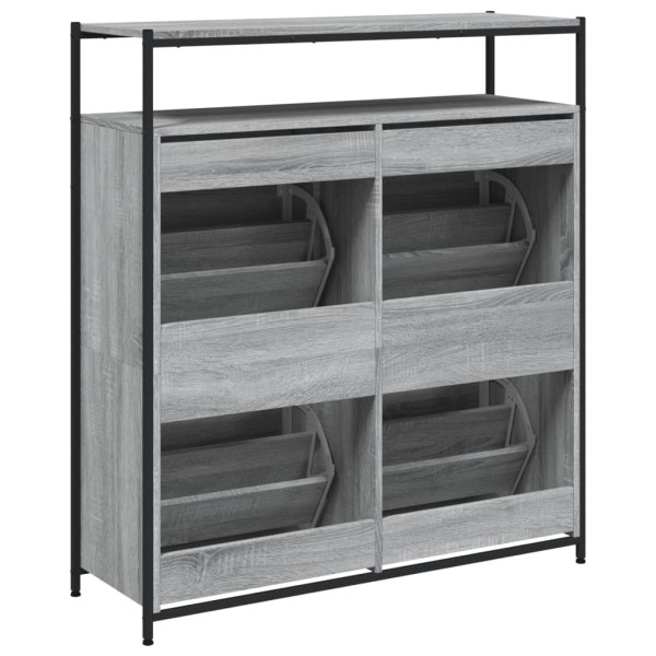 Mueble zapatero 4 cajones abatibles gris Sonoma 100x34x112 cm