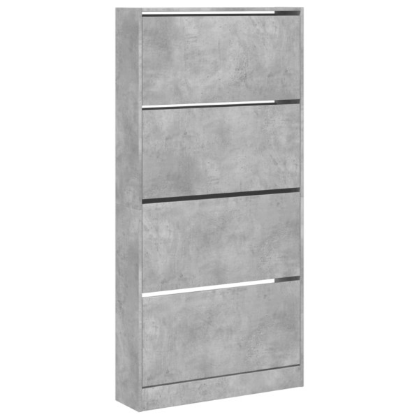 Mueble zapatero 4 cajones abatibles gris hormigón 80x21x163,5cm