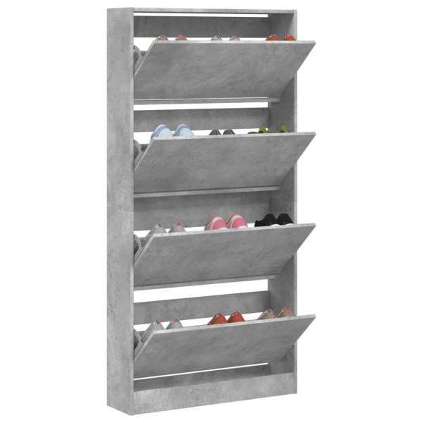 Mueble zapatero 4 cajones abatibles gris hormigón 80x21x163,5cm