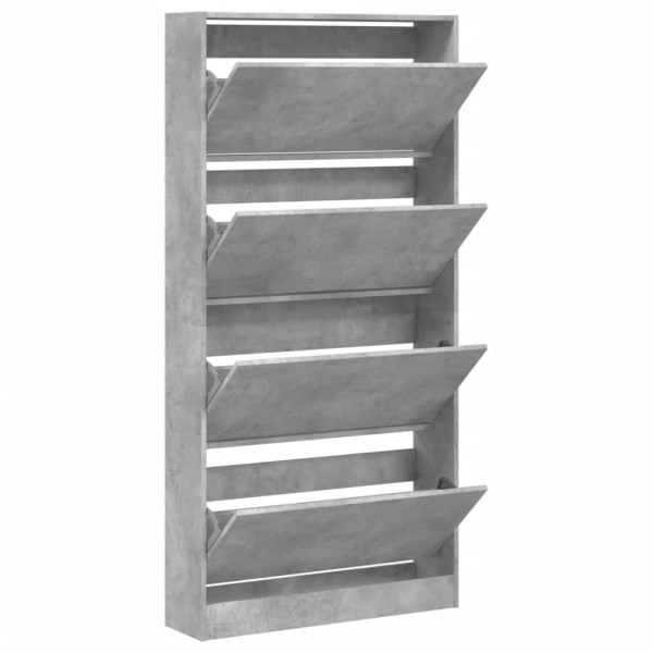 Mueble zapatero 4 cajones abatibles gris hormigón 80x21x163,5cm