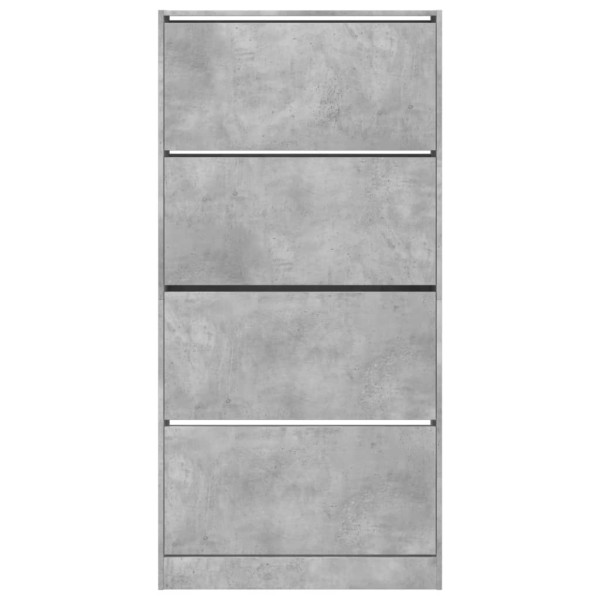 Mueble zapatero 4 cajones abatibles gris hormigón 80x21x163,5cm