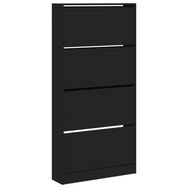 Mueble zapatero con 4 cajones abatibles negro 80x21x163,5 cm