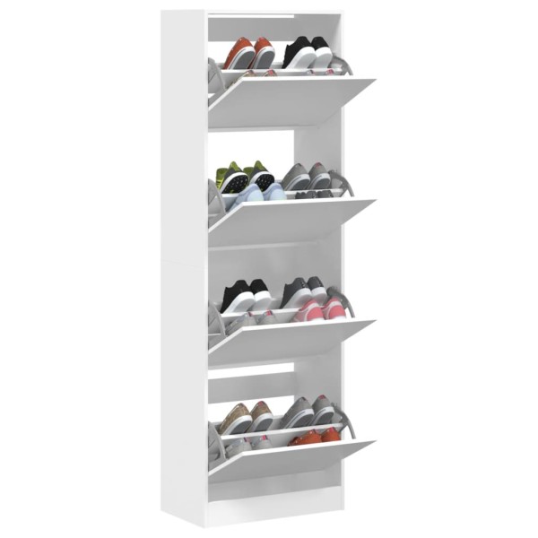 Mueble zapatero con 4 cajones abatibles blanco 60x34x187,5 cm