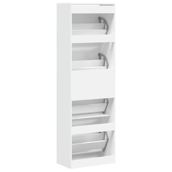 Mueble zapatero con 4 cajones abatibles blanco 60x34x187,5 cm