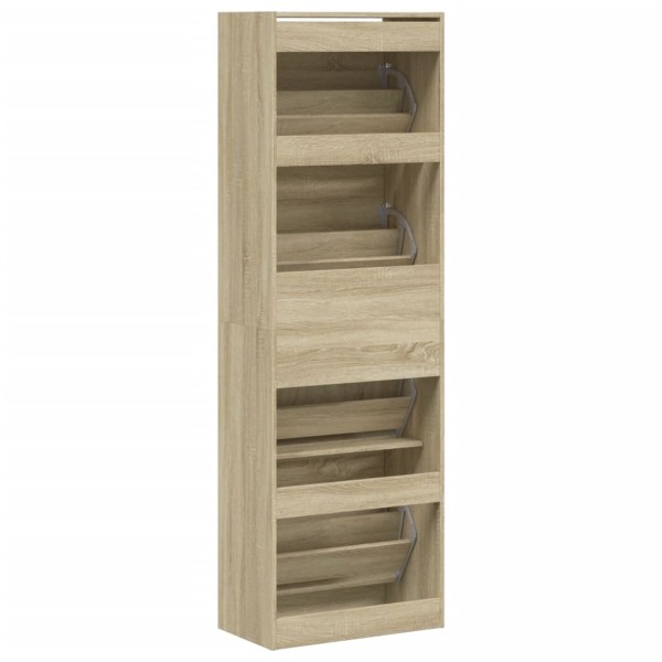 Mueble zapatero 4 cajones abatibles roble Sonoma 60x34x187,5 cm