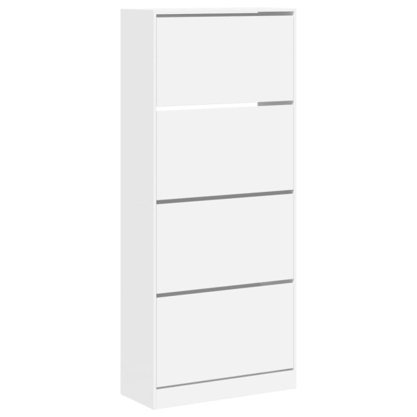 Mueble zapatero con 4 cajones abatibles blanco 80x34x187,5 cm