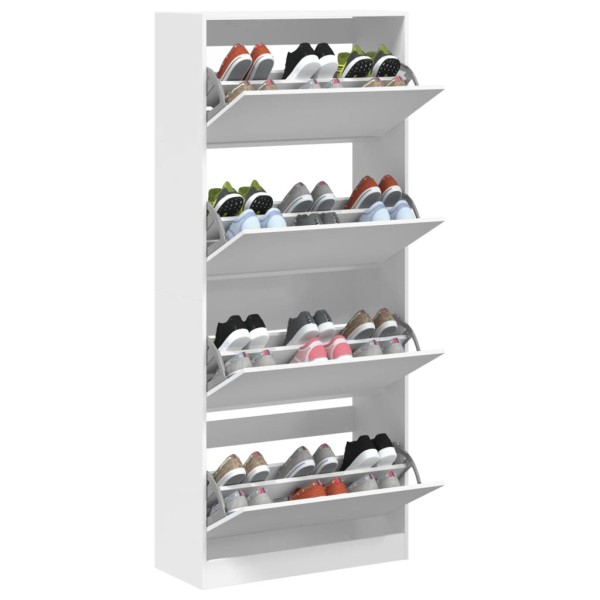 Mueble zapatero con 4 cajones abatibles blanco 80x34x187,5 cm