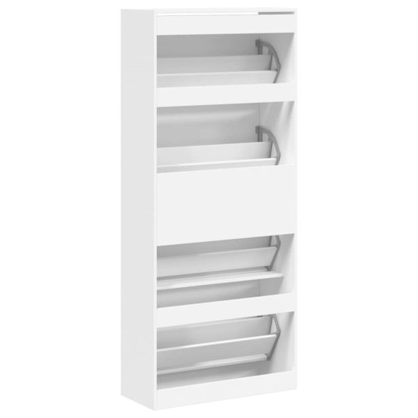 Mueble zapatero con 4 cajones abatibles blanco 80x34x187,5 cm