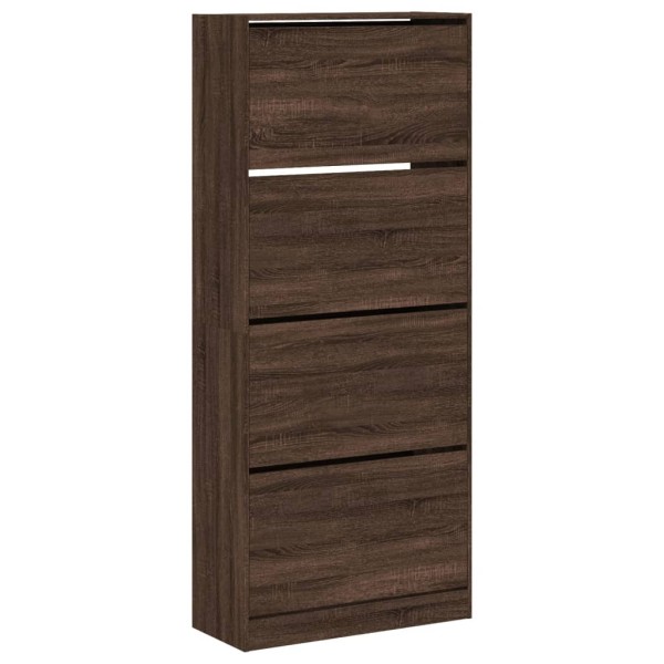 Mueble zapatero 4 cajones abatibles marrón roble 80x34x187,5 cm