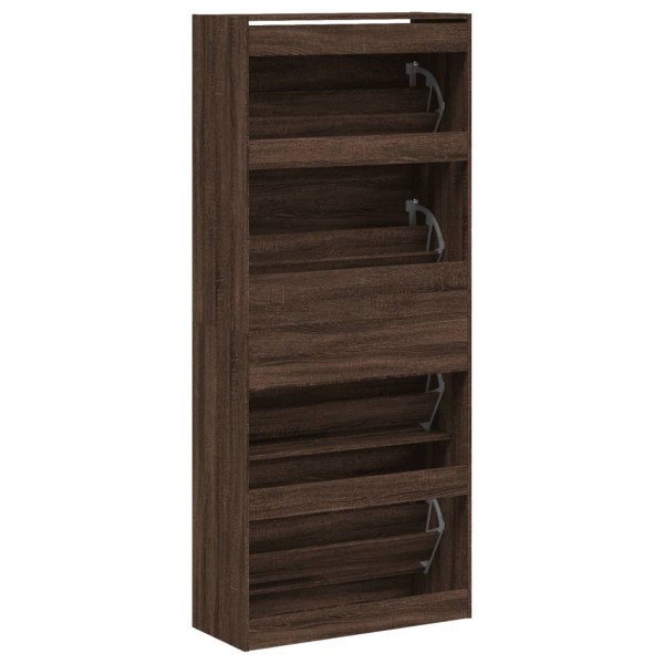 Mueble zapatero 4 cajones abatibles marrón roble 80x34x187,5 cm