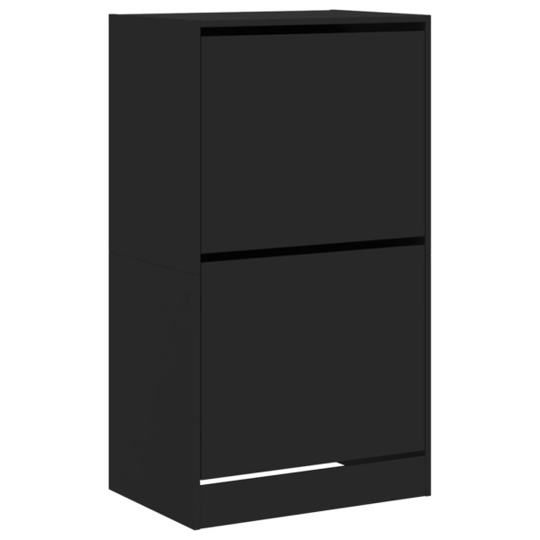 Mueble zapatero con 2 cajones abatibles negro 60x42x108 cm