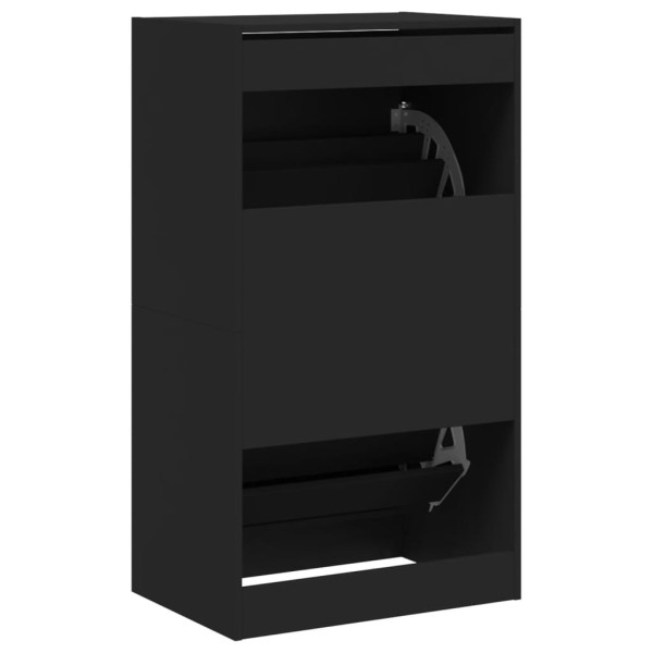 Mueble zapatero con 2 cajones abatibles negro 60x42x108 cm