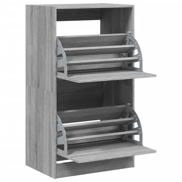 Mueble zapatero 2 cajones abatibles gris Sonoma 60x42x108 cm