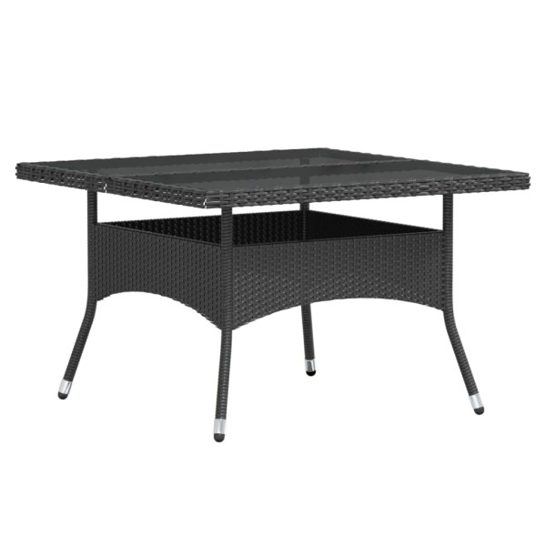 Set comedor jardín 5 pzas ratán sintético vidrio templado negro