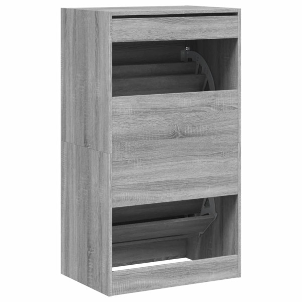 Mueble zapatero 2 cajones abatibles gris Sonoma 60x42x108 cm