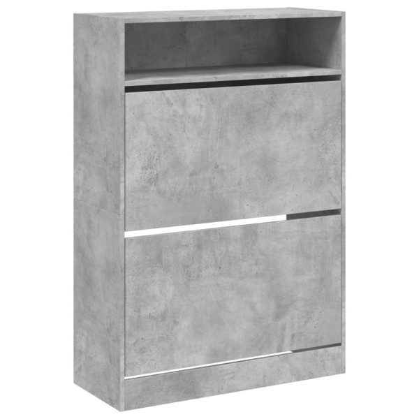 Mueble zapatero 2 cajones abatibles gris hormigón 80x34x116 cm