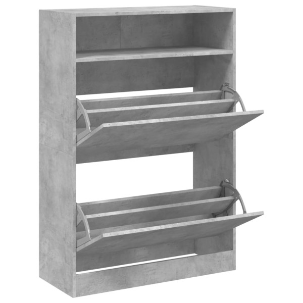 Mueble zapatero 2 cajones abatibles gris hormigón 80x34x116 cm