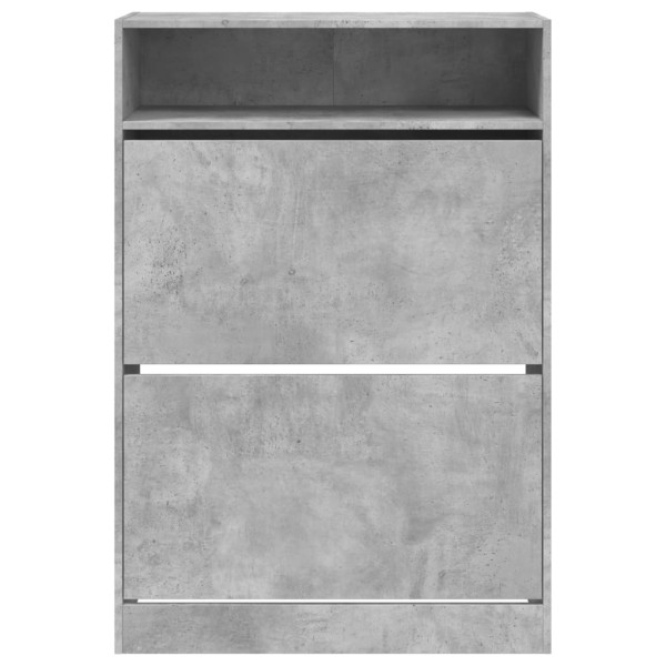 Mueble zapatero 2 cajones abatibles gris hormigón 80x34x116 cm