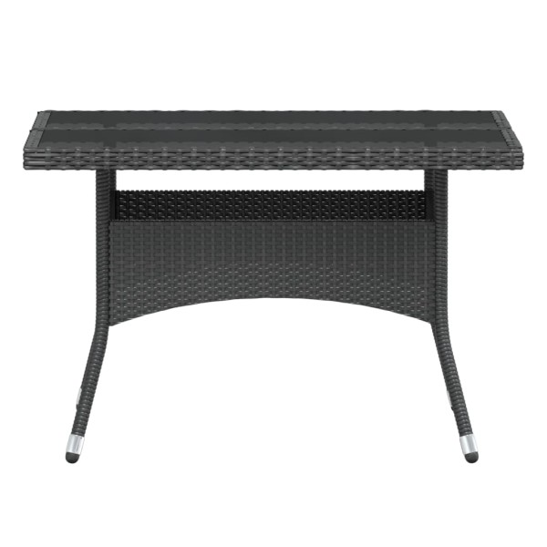 Set comedor jardín 5 pzas ratán sintético vidrio templado negro