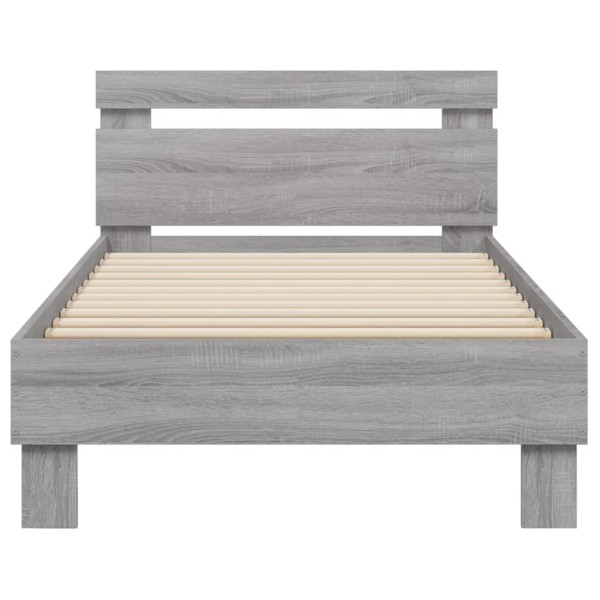 Cama con cabecero madera de ingeniería gris Sonoma 90x190 cm