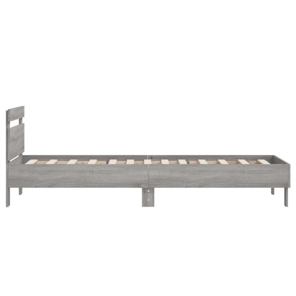 Cama con cabecero madera de ingeniería gris Sonoma 90x190 cm