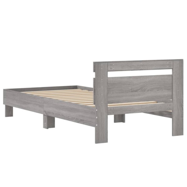 Cama con cabecero madera de ingeniería gris Sonoma 90x190 cm