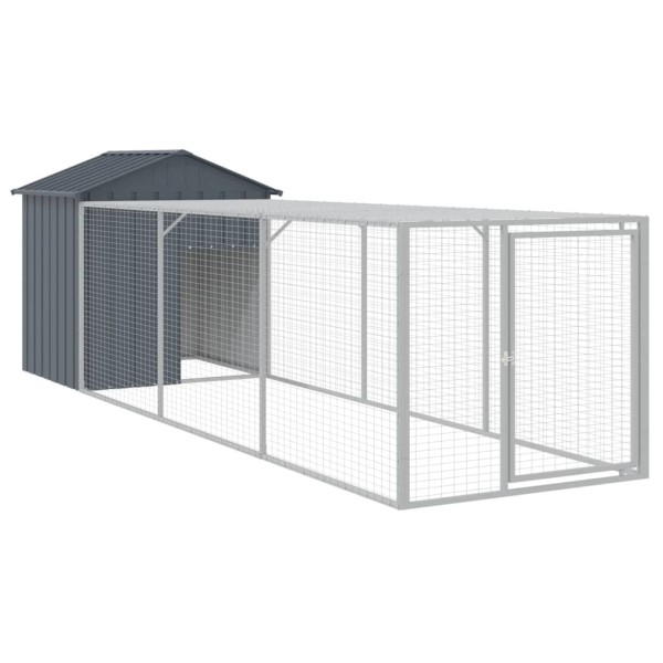 Gallinero con corral acero galvanizado gris 117x405x123 cm