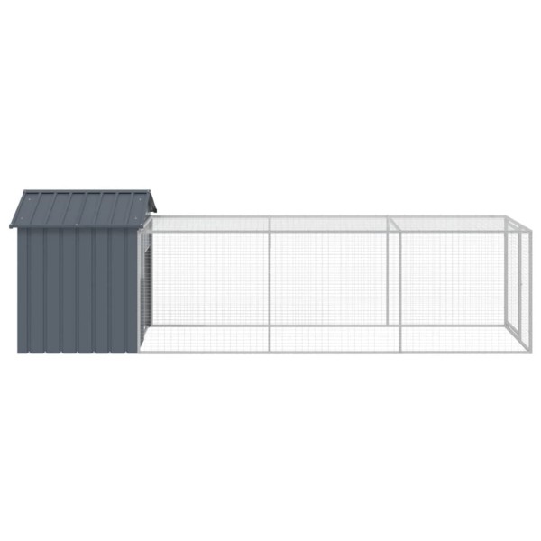 Gallinero con corral acero galvanizado gris 117x405x123 cm