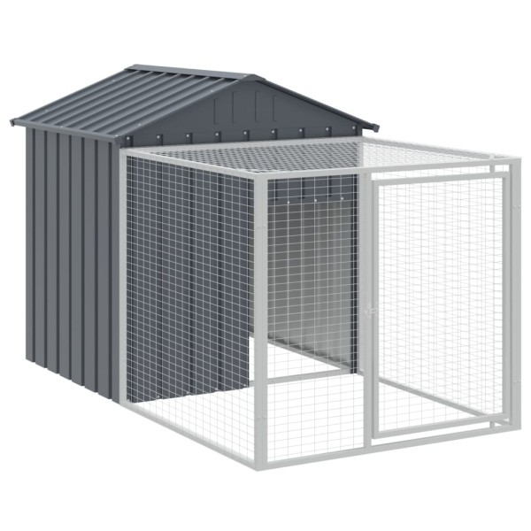 Gallinero con corral acero galvanizado gris 117x405x123 cm