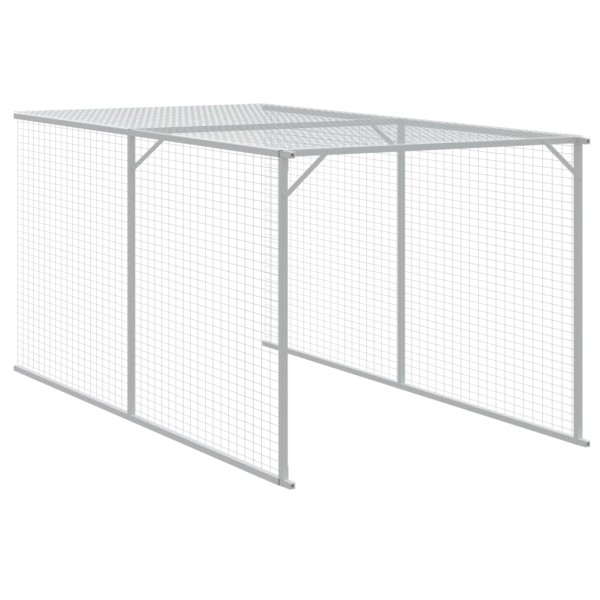 Gallinero con corral acero galvanizado gris 117x405x123 cm