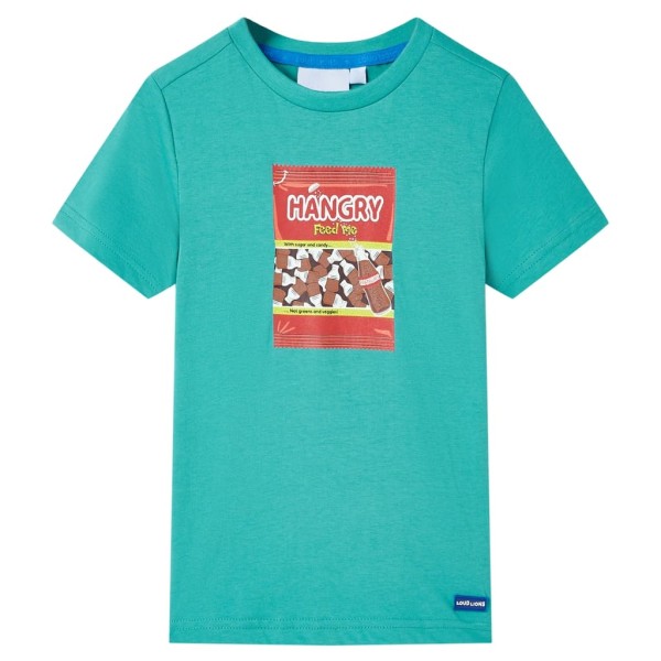 Camiseta infantil de manga corta color verde menta oscuro 116