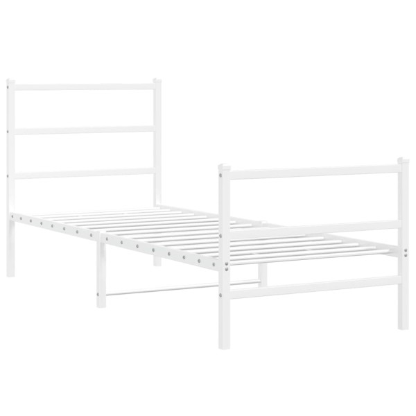 Estructura cama metal con cabecero y estribo blanco 75x190 cm