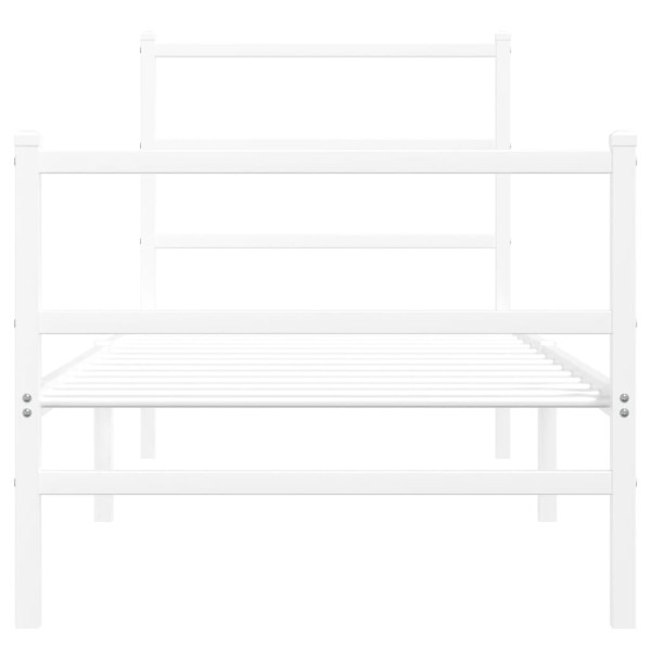 Estructura cama metal con cabecero y estribo blanco 75x190 cm